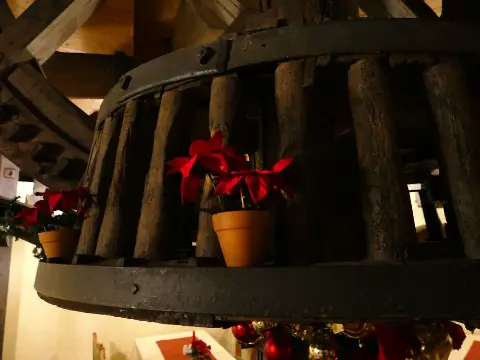Altes Kammrad mit Weihnachtssternen